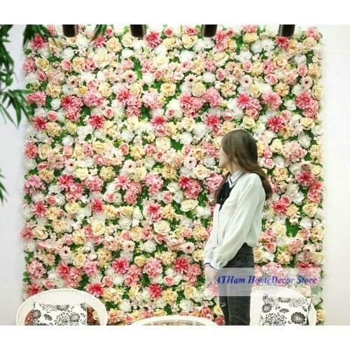 Champagne Rose Light Pink Dahlia Wall 3D Floral Wedding Background Party Home Decoration Background Flower Wall