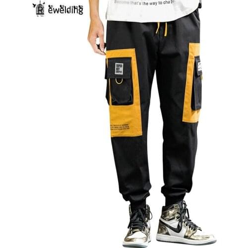 Fashion Men Casual Pants New Mens Cotton Drawstring Full Length Pants Trend Wild Cargo Pants Male