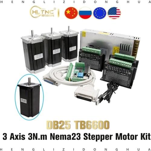 CNC Router 3 Axis kit, 3pcs DM542 stepper motor driver +nema 23 stepper motor 57x100mm 2.5Nm+1 breakout board+ power supply