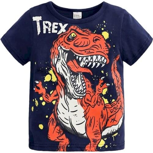 Childrens 2021 childrens short-sleeved T-shirt cotton boys and girls wearing bottoms summer dinosaur top childrens T-shirt