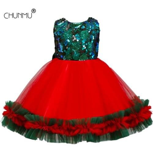 Kids Christmas Costume Sequins Flower Girls Dress of Girls 2-10 Years Lace Tutu Kids Princess Party Dress Baby Girl Clothes