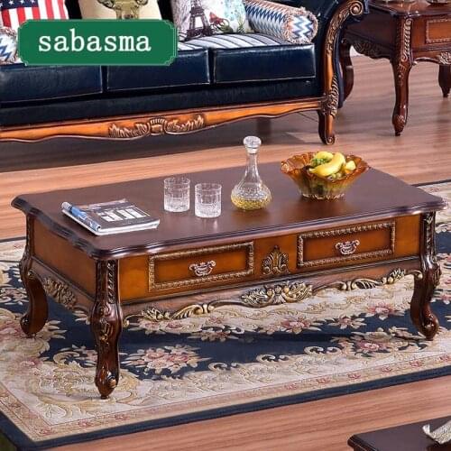 European-style double tea table solid wood carving1.3 meters tea table TV cabinet combination