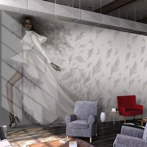 Hand-painted beauty clothing store background wall professional production mural wallpaper wholesale custom poster photo wall