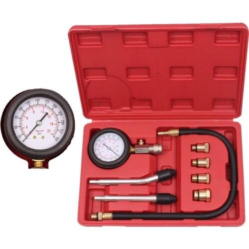 Gasoline Engine Compression Tester Auto Petrol Gas Engine Cylinder with M10 M12 M14 M18 Adapter Automobile Pressure Gauge Tester