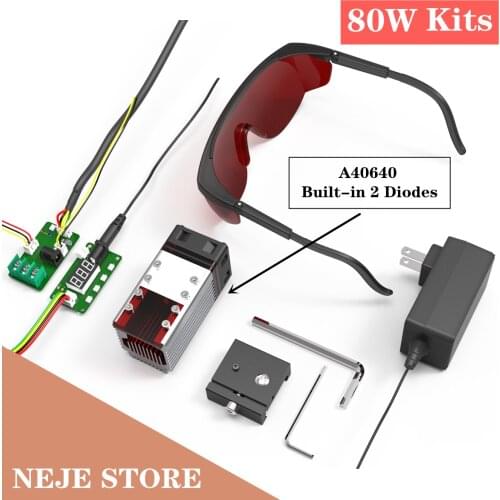 80W CNC Laser Head Module Kits for Laser Engraver Cutter with 2 Diodes High Power Wood Mark Cutting Tool NEJE A40640