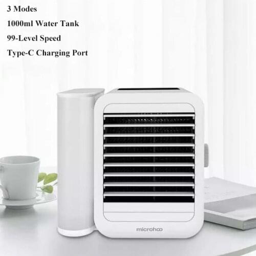Microhoo 3 In 1 Mini Air Conditioner Water Cooling Fan Touch Screen Timing Artic Low noise Cooler Humidifier