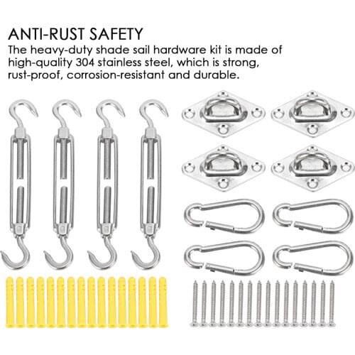 Stainless Steel Shade Net Accessories Garden Quadrangular Shade Sail Accessories 304 Stainless Steel Awning Accessory Kit
