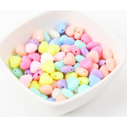 New Hot Sale Spring Color Mixed Acrylic Heart Beads Round Spacer beads Handmade Jewlery Accessory 8x9mm 50pcs KL159