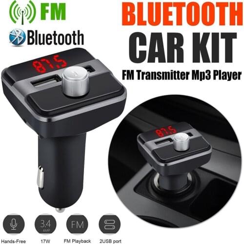 OMESHIN Wireless Bluetooth Car MP3 Player Dual USB Charger Car Audio Modulator LCD 2 USB Hands Call Free Apl26