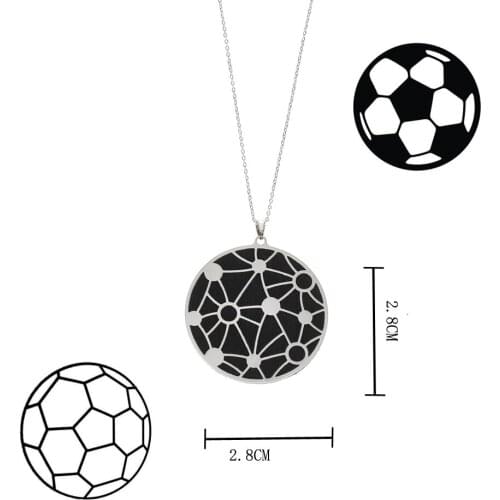 Yoiumit Stainless Steel Necklace Football Shape Pendant Interchangeable Leather Clavicle Necklace Fashion Casual Sports Jewelry