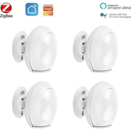4PCS ZigBee PIR Motion Sensor Smart Home Mini Human Body Movement Detector Tuya APP Remote Alert Push Work With Smart Life Alexa