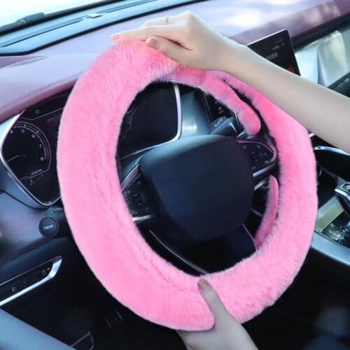 Plush Car Steering Wheel Cover 7 colors Winter Universal Hand Brake Gear Position Gear Three-piece Fur Cover Car Interior Access