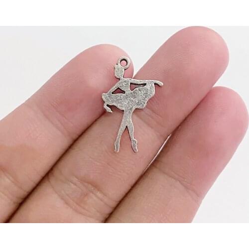 10pcs /Lot 22x14mm Girl Ballet Dancer Charms Tibetan Silver Color Pendant For Making Fit DIY Jewelry Handmade Accessories Crafts
