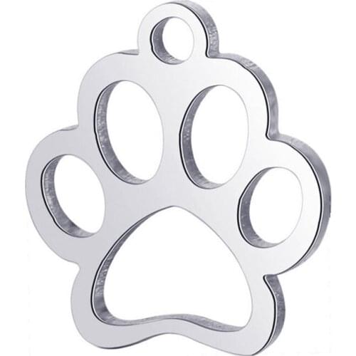 10pcs Cat Paw Charms Pendants Fashion Real Stainless Steel Cat Paw Pendants for DIY Handmade Jewelry Making Findings