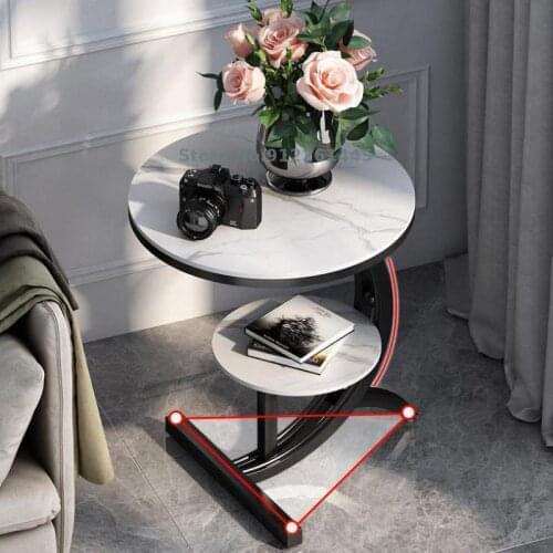 Rock Board Sofa Side Mini Light Luxury Tea Table Living Room Small Tea Table Small House Square Table Marble Corner Side Table