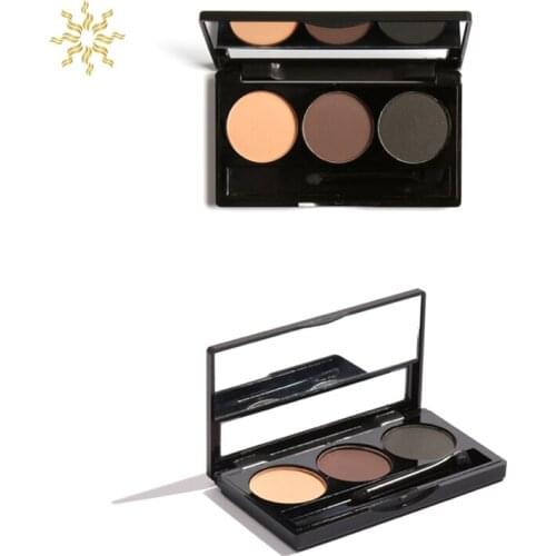 3 Colors Eyebrow Enhancers Waterproof Powder Pigment Palette with Mirror and Eyebrow Brushes Eyes Makeup Eyebrow Powder