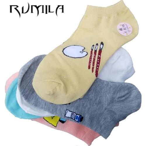 CAT Warm comfortable cotton bamboo fiber girl womens socks ankle low female invisible color girl boy hosier 1pair=2pcs WS76