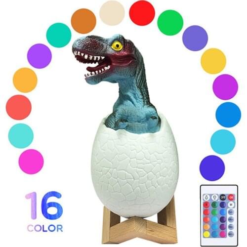 Thrisdar 16 Color 3D Dinosaur Egg Night Light With Remote Dinosaur Egg Desk Table Light Children Kids Baby Gift Toys Light