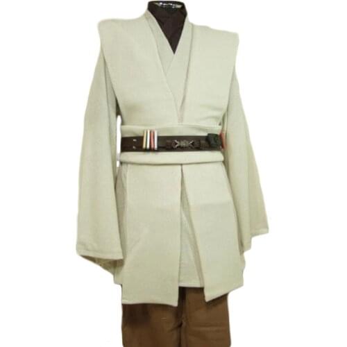 In Stock) Movie Star Cosplay Wars Kenobi Jedi Uniform TUNIC Outfit Cloak Robe Halloween Cosplay Costume For Men Male