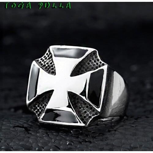 Domineering World War II German Iron Cross Ring For Men Vintage Stainless Steel Punk Biker Military Ring Wholesale
