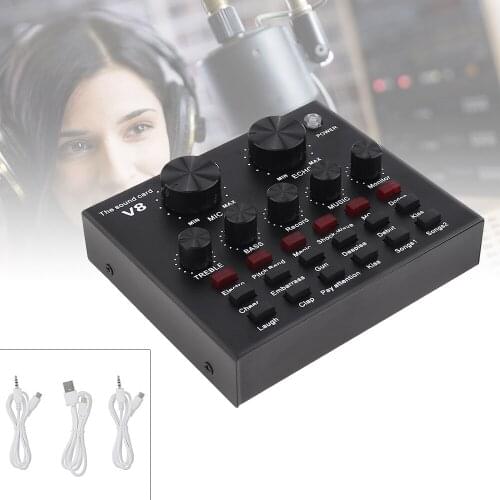 V8 Bluetooth Mobile Phone Microphone Live Usb External Sound Card Audio Broadcast Set with 3.5mm audio Jack for Mobile Computer