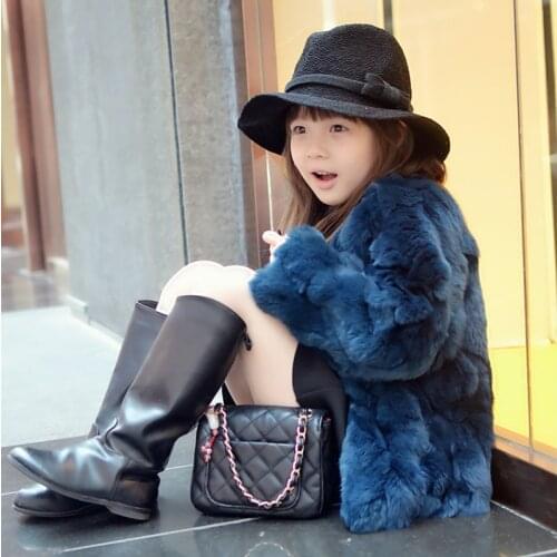 Top quality!Princess coat 2015 Girls Fall and Winter Coat Child Thick Plush Fur Coat Kids Really 100% Rabbit Fur Grass Coat