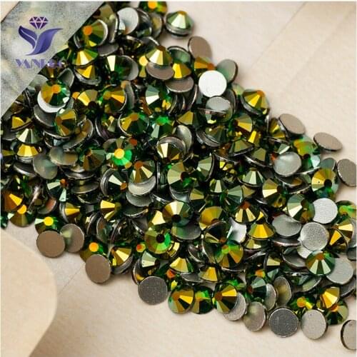 YANRUO 2058NoHF All Sizes Emerald AB Top Quality Strass Crystal Non Hotfix Flatback Glass Rhinestones For Nails