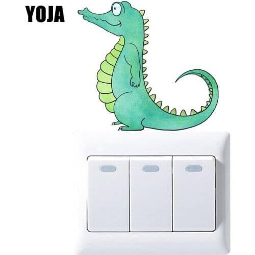 YOJA Green Cartoon Crocodile Dinosaur Decor Wall Switch Sticker Living Room Bedroom Personalized Decals 8SS0910