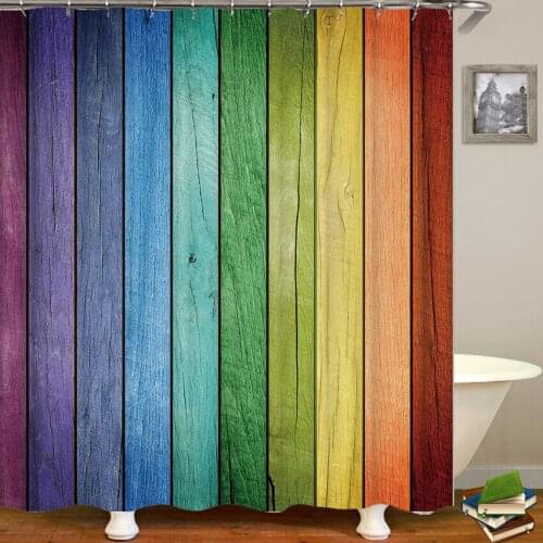 Wood Grain Shower Curtain Wood Waterproof Bath Curtains for Bathroom Bathtub Bathing Cover Large Wide 12pcs Hooks Duschvorhang