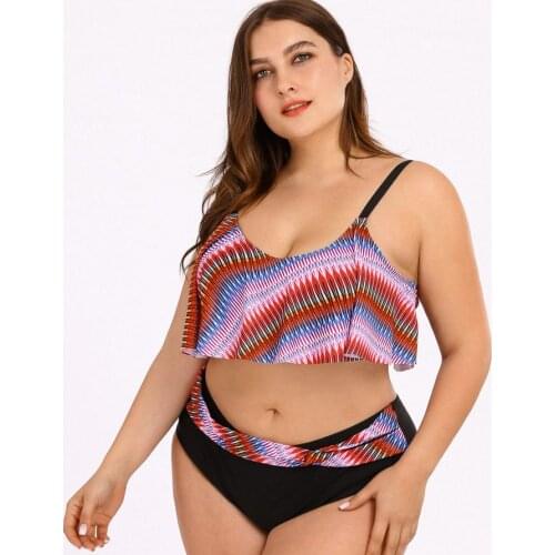 Women Plus Size Bikini Printing Bikini Two Piece Bikini Swimsuit High Waist Bikini Swimming Beach