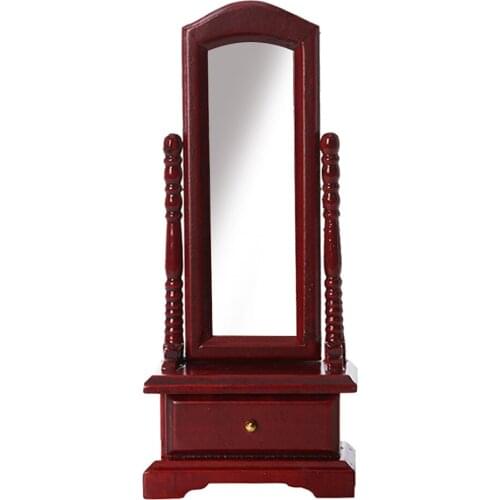 1/12 Dollhouse Wood Make Up Mirror Bedroom DIY Life Scenes Accs Brown