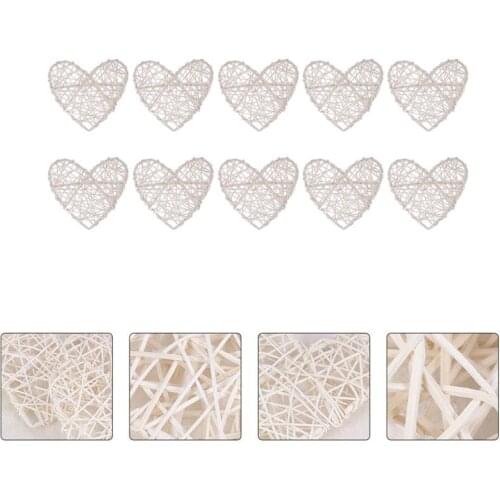 10pcs DIY Decorative Heart Shaped Rattan Ball Ornament Wedding Party Decoration