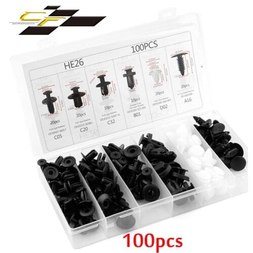 100pcs Universal Bumper Clips Car Buckle Set Door Fender ABS 6 Kinds Of Mixed Assembly Car Modification Accessories