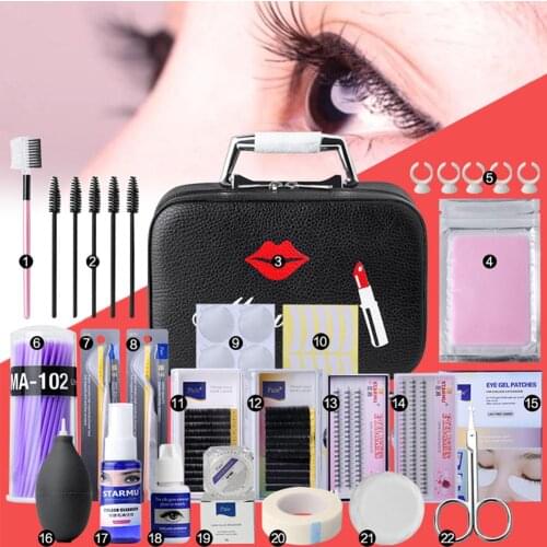 22pcs/Set Eyelash Extension Set Special Grafting Eyelash Set For Beauty Salon No Stimulating Glue Easy Grafting Eyelash Tool