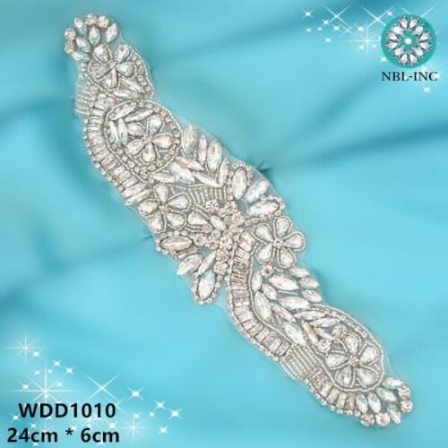 30PCS)Wholesale wedding crystal rhinestone applique bridal beaded applique iron on for wedding dress WDD1010