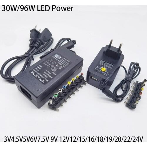 30W/96W 3V4.5V5V6V7.5V 9V 12V12/15/16/18/19/20/22/24V 2A/4.5A AC DC Adaptor Adjustable Power Adapter Universal Charger Supply