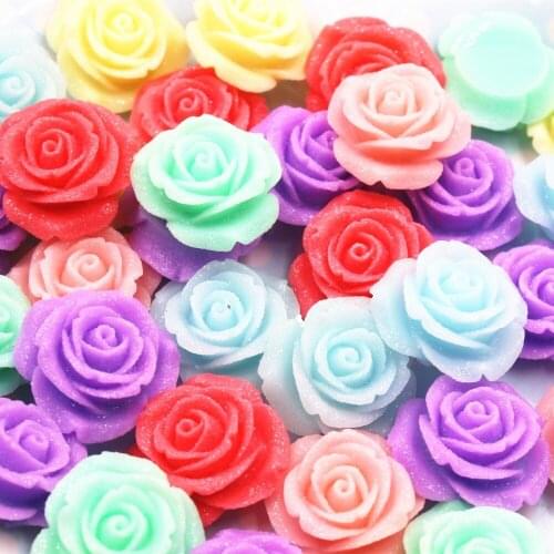 50pcs/lot flat back resin flowers mix color resin cabochons accessories 27mm