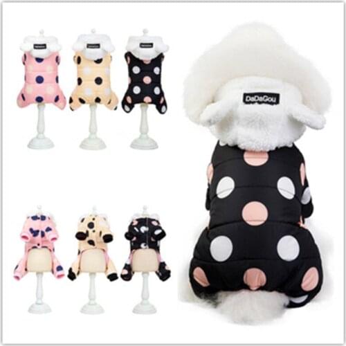 Ainolway 2020 New Dog Autumn and Winter Clothes Pet Clothes Small Puppies Dog Four-legged Coat Big Polka Dot Four-legged Coat