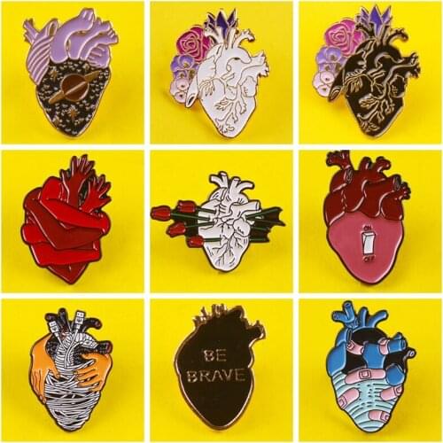 Organ Rose Heart Enamel Pin Starry Heart Cartoon Brooches Bag Clothes Lapel Pin Badge Fashion Jewelry Friend Gift DIY Decoration