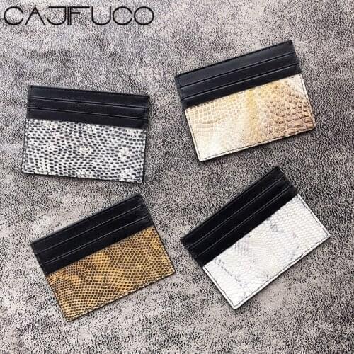 CAJIFUCO Real Lizard Leather Porte Carte Ultrathin Genuine Leather Credit Card Holder Men And Women Classic Coin Purse