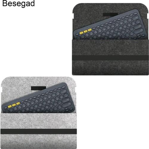Besegad Portable Felt Storage Bag Case Cover Dustproof for Logitech K380 K480 Keyboard Keypad Sleeve