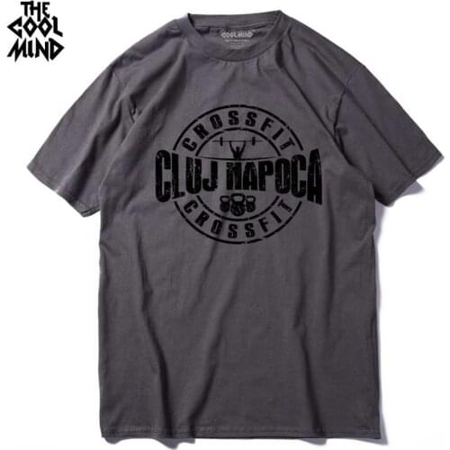 COOLMIND CR0111A 100% cotton short sleeve crossfit men T shirt casual o-neck summer men tshirt cool t-shirt male tee shirt pthd