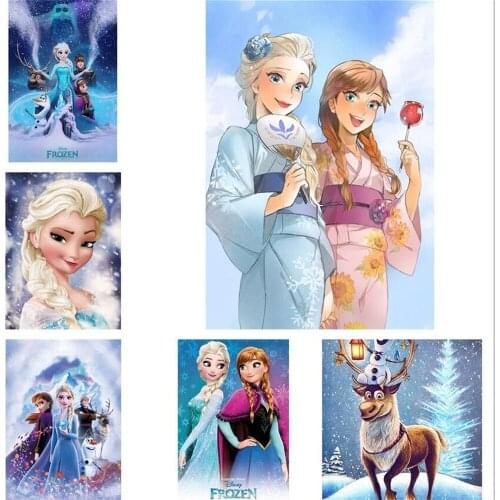 Disney Cartoon DIY 5D Diamond Painting Frozen Princess Elsa Anna Cross Stitch Full Diamond Embroidery Mosaic Wall Decoration Gif