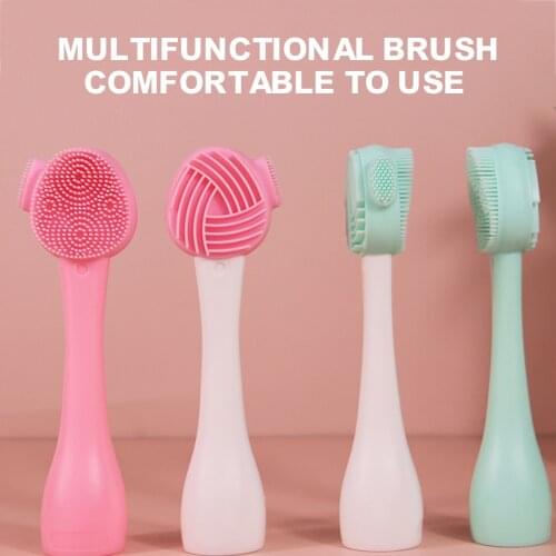 Double Side Silicone Facial Cleanser Brush Soft Hair Face Massage Washing Brush Blackhead Remover Portable Skin Care Tool
