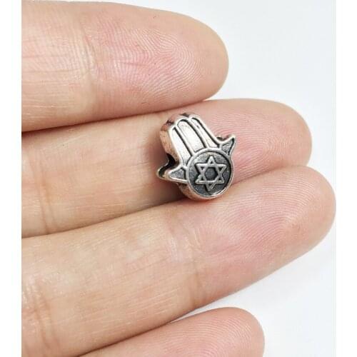 Eruifa 20pcs 10mm Big Hole Burnished Silver Buddhas-hand Wholesales necklace,earring bracelet jewelry DIY handmade