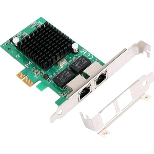 Gigabit Ethernet Pci-E Network Controller Card 10/100/1000Mbps, Rj45 X2 Dual 2 Port Pcie Server Network Interface Card Lan Adapt