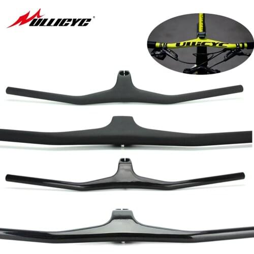 Manillar Carbono MTB Bicycle Riser-17 degree One-shaped Integrated Handlebar With Stem 3K Black Matte Carbon MTB Handlebar YT899