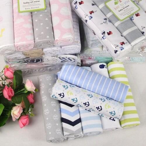 4Pcs/Pack Cotton Super Soft Flannel Baby Blanket Swaddle 76*76 CM Newborn Blankets Infant Bath Gauze Wrap Baby Bed Sheet
