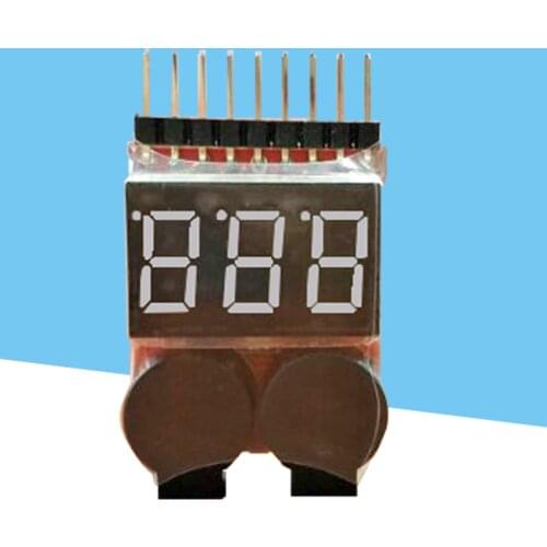 1-8S LED Lipo Battery Monitor Voltage Indicator Checker Tester Low Voltage Buzzer Alarm for Lipo Li-ion LiMn Li-Fe Battery EIG88