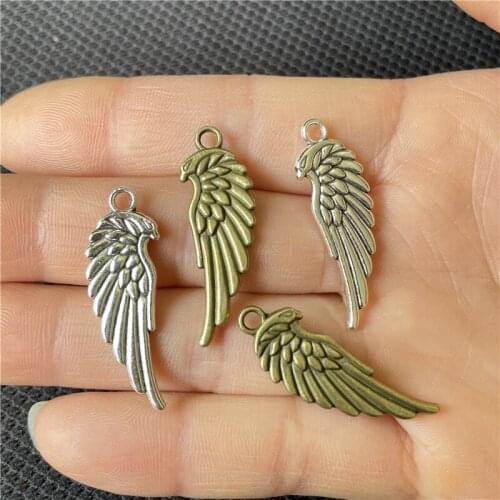 JunKang 10pcs Antique Silver Bronze Wing Pendant DIY Handmade Necklace Bracelet Connecting Piece Wholesale Jewelry